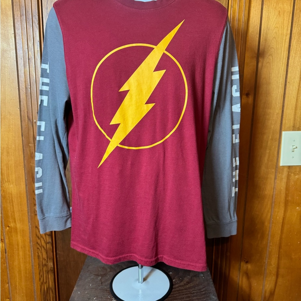 Adult Flash Logo Long Sleeve Shirt - Red‎ and Gray